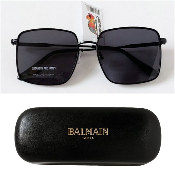 Elizabeth and James Accessories - Elizabeth And James Square Aviator Sunglasses + Balmain Sunglasses Case NEW